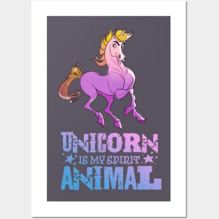 Unicorns happy vibes - with text Posters and Art